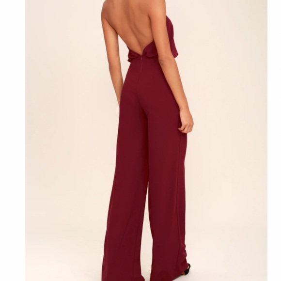 Moment for Life Wine Red Halter Jumpsuit - Picture 6 of 6